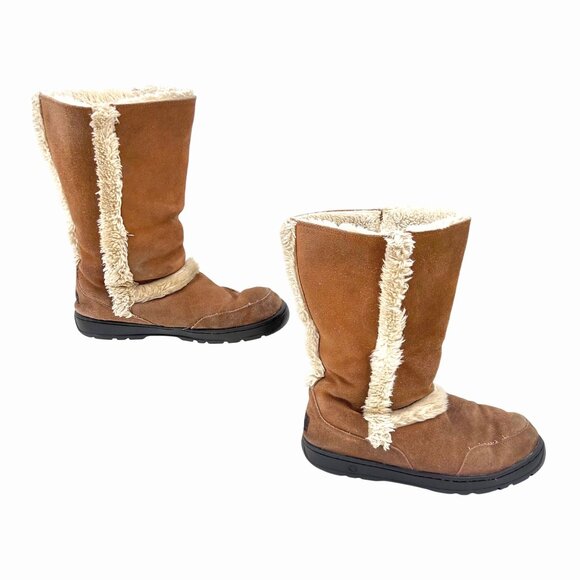 UGG AUSTRALIA NIGHTFALL 5325 BROWN SUEDE SHEARLING MID CALF BOOTS - W10 - Picture 2 of 10